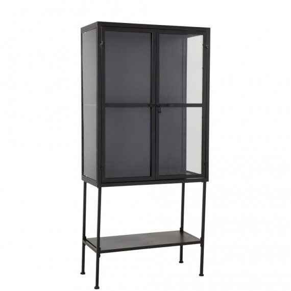 Armoire En Metal Noir 3 Niveaux Portes Vitrees 80cm Woodycosy Com