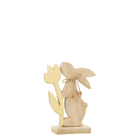 Lapin Fleur Bois Jaune Medium