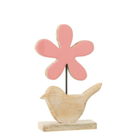 Oiseau Fleur Bois Rose Large