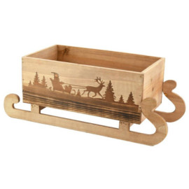 Luge en bois brûlé Noël