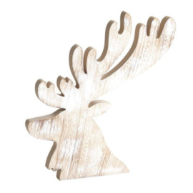 Tête de cerf en bois blanchi