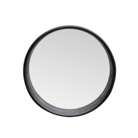 Miroir rond en bois noir