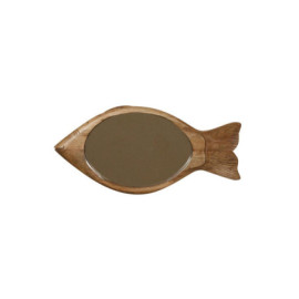 Miroir poisson bois gravé