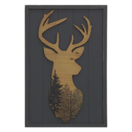 Cadre cerf en bois peint