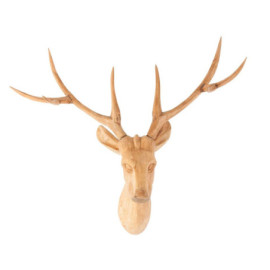 Buste Cerf Naturel en Bois...