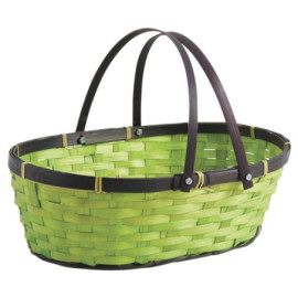 Panier ovale en bambou vert