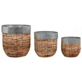 Cache-pots en rotin antique