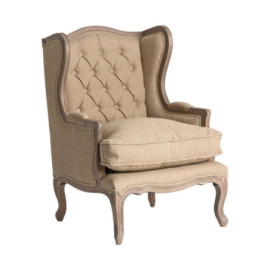 Fauteuil Jouy Crème en Bois...