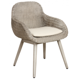 Fauteuil en rotin gris et bois