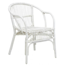 Fauteuil en rotin laqué blanc