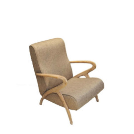 Fauteuil chêne tissu taupe...