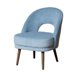 Fauteuil côtelé bleu clair...