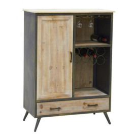 Meuble bar en bois et métal